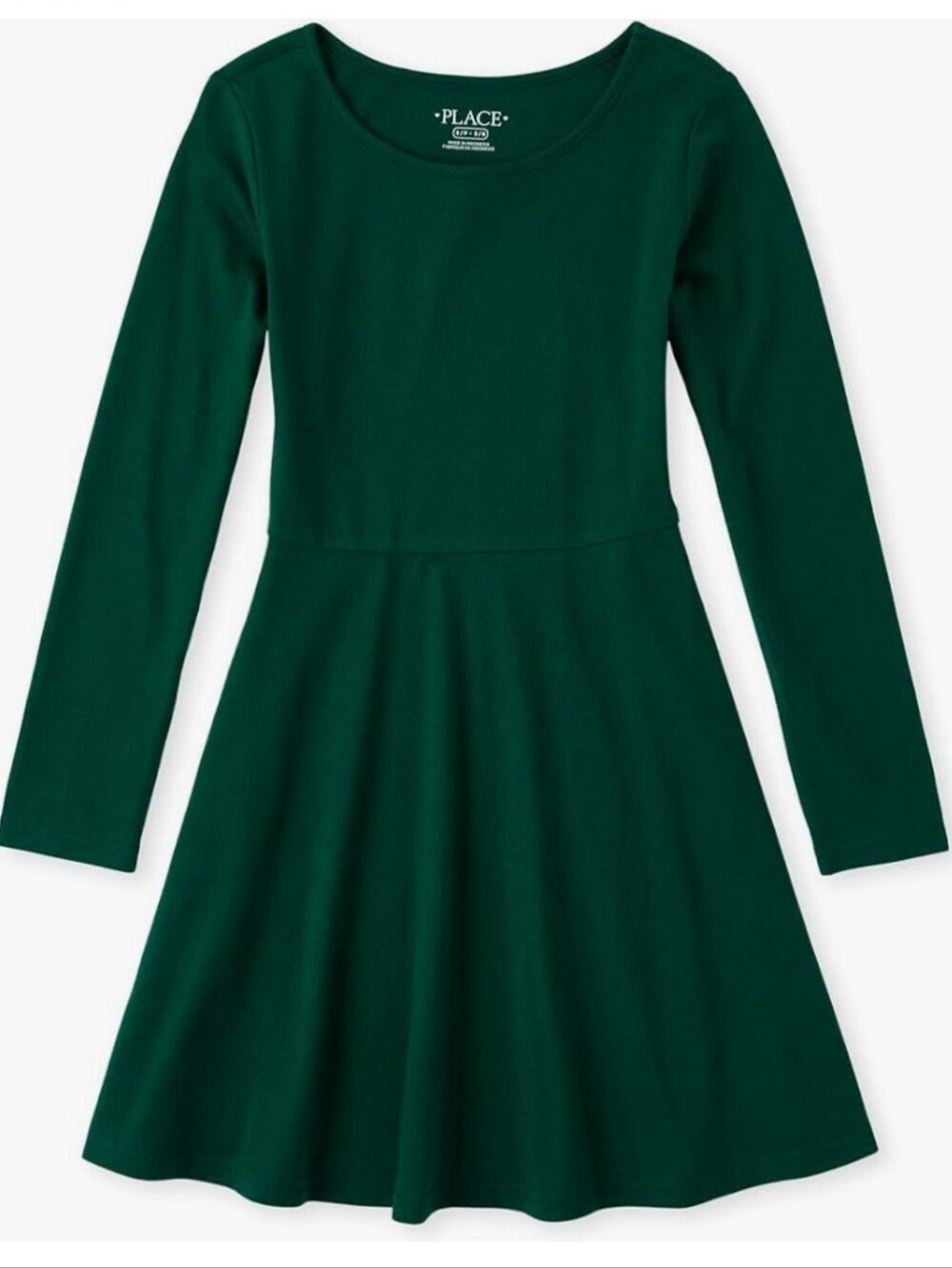 The Children's Place Girls Long Sleeve Skater Dress -  GREEN *OFFERS WELCOME*